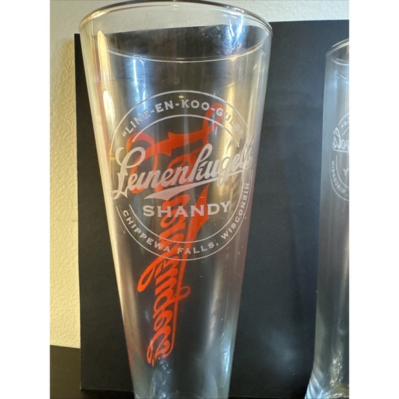 Leinenkugel's Tall Beer Glasses Shandy 9" Clear Red Logo‎ Heavy Base Wisconsin - Picture 2 of 7